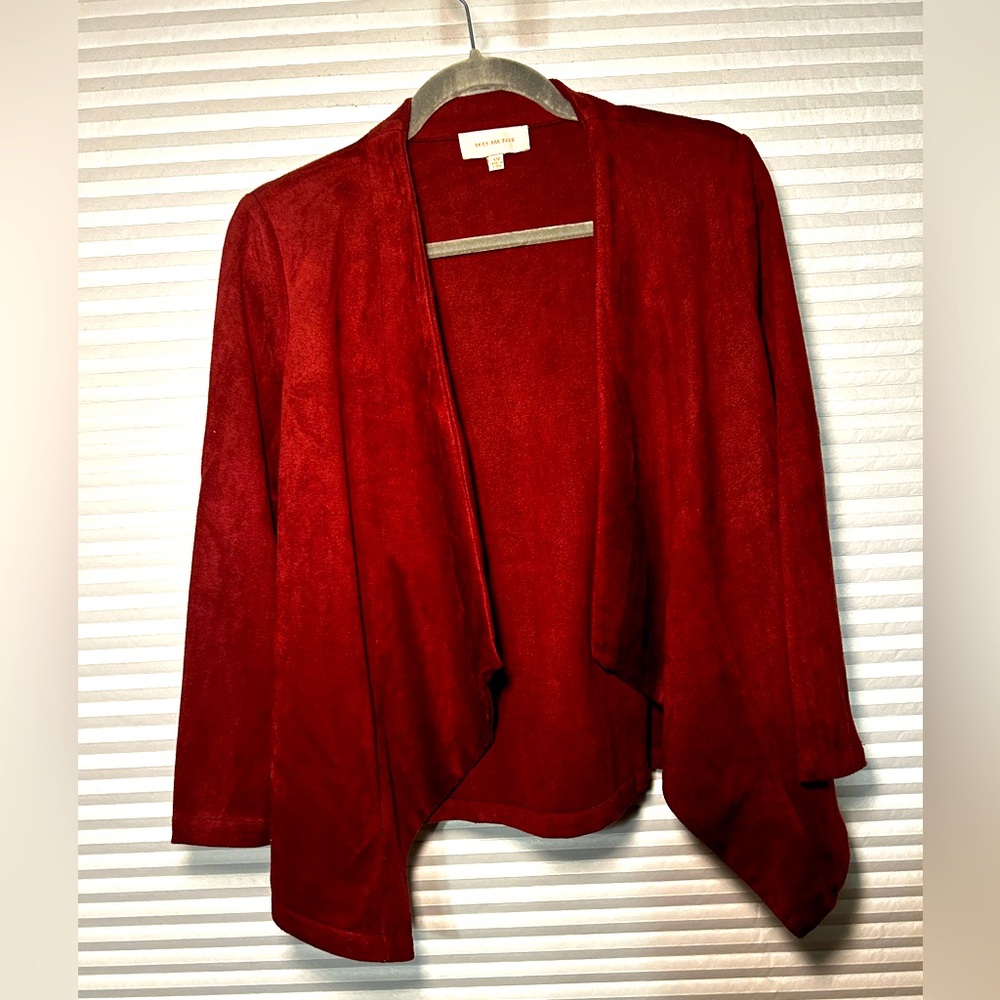 NWT Skies Are Blue microsuede open blazer maroon xs petite
